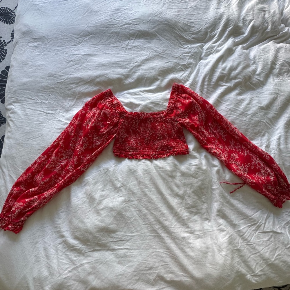 Urban Outfitters Red Floral Crop Top
